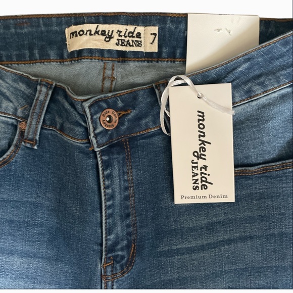 Monkey Ride Premium Denim Frayed Hem Jeans - Picture 2 of 4